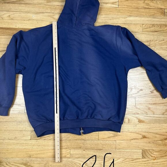 Carhartt Thermal Waffle Lined Hooded Zip Sweatshirt Dark Blue Mens - Picture 7 of 7